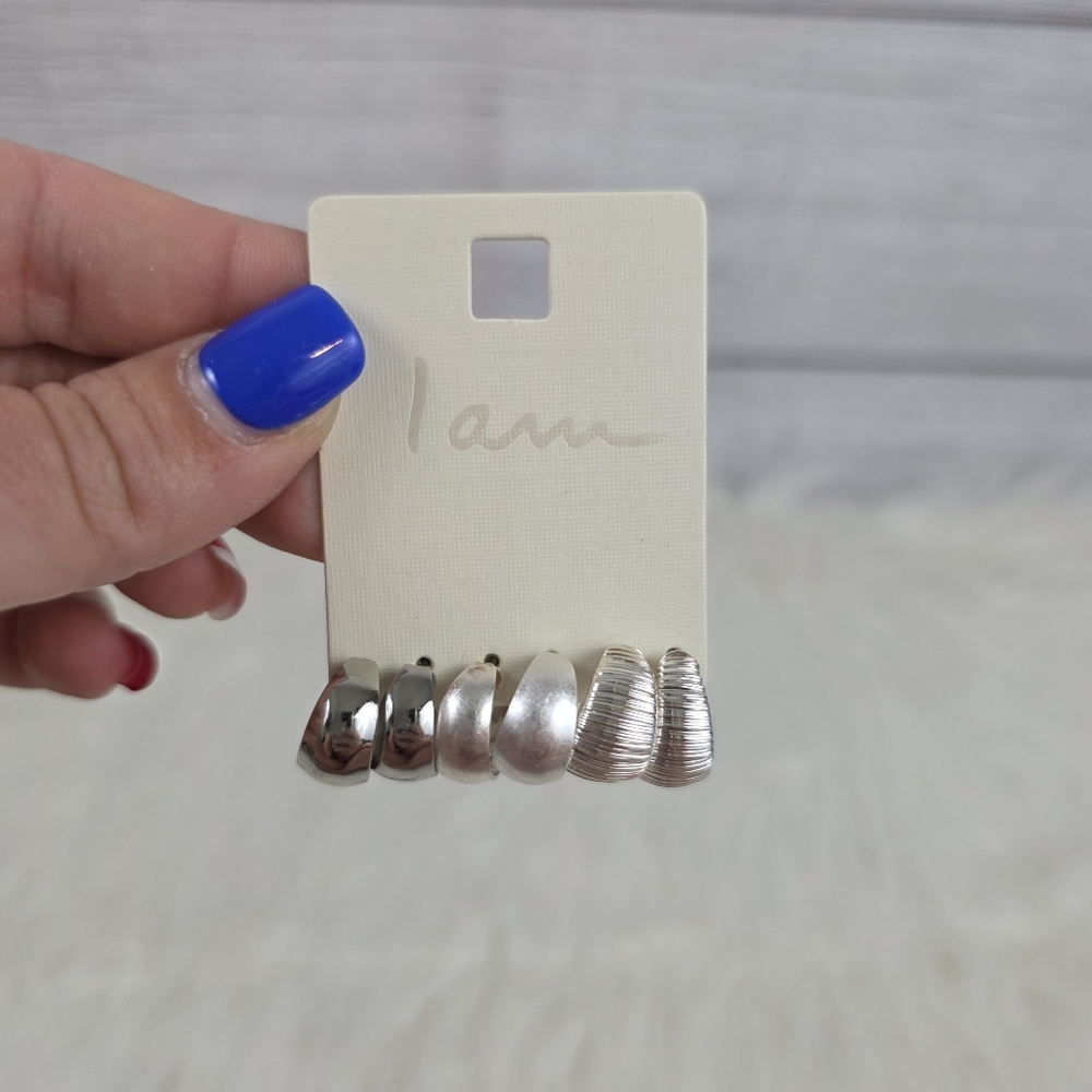 Iam Silver Small Hoop Earring 3 Piece Set